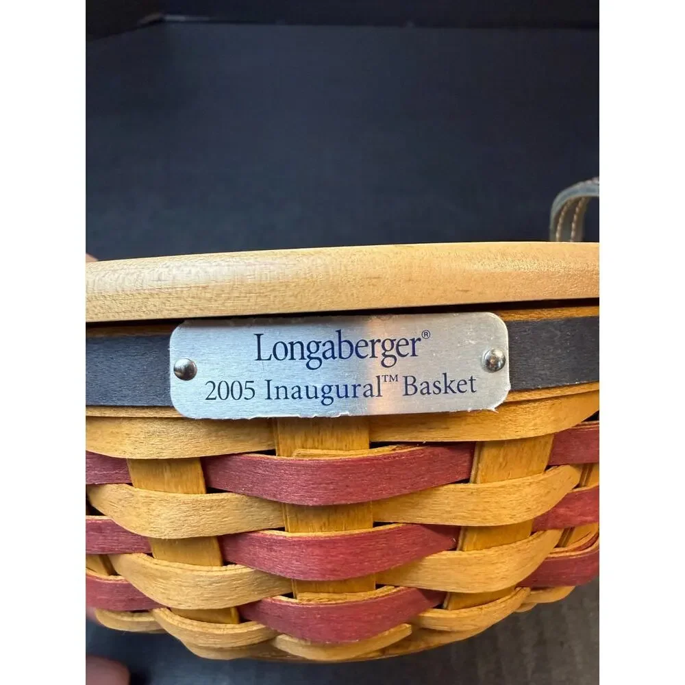 Longaberger 2005 Inaugural Basket, Liner, Protector, Medallion, Lid Combo